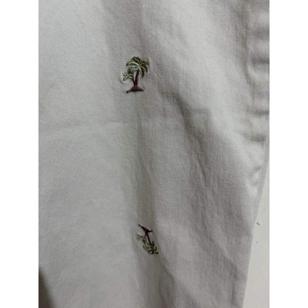 Briggs NY Vintage Palm Tree Embroidered Capri Pants Size14 Beige Tropical Resort - Picture 3 of 8